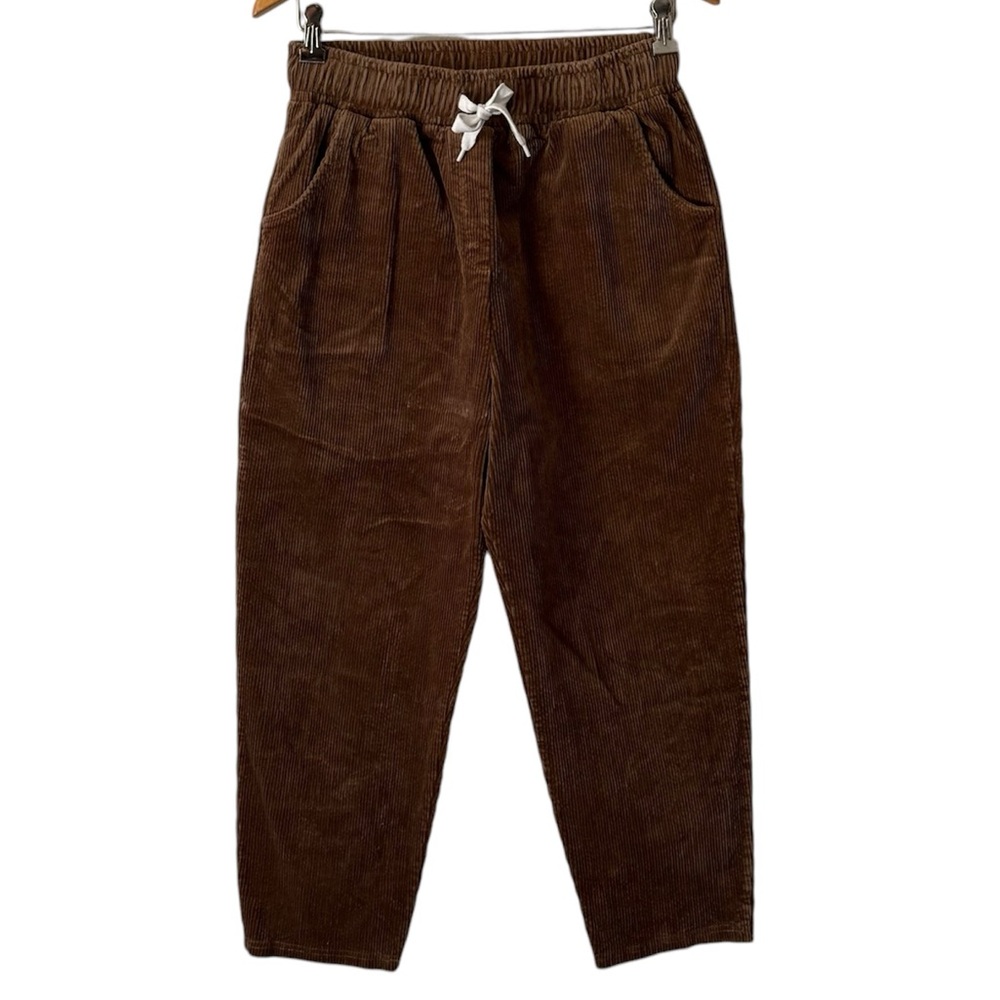Sadie & Sage Cropped Brown Corduroy Drawstring Pants Size Medium